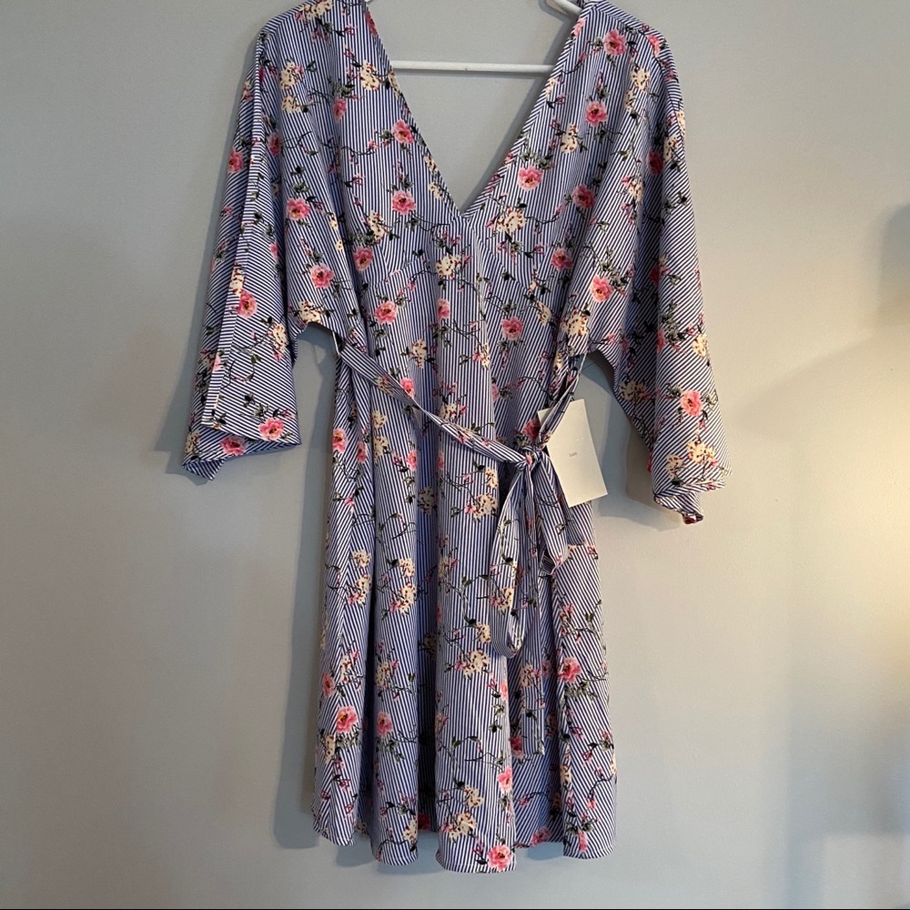 Blue Striped Floral Dress